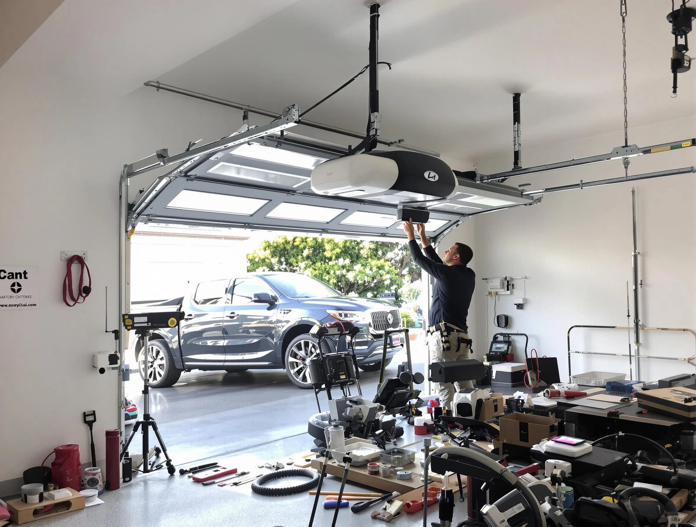 Albuquerque Garage Door Repair specialist installing smart garage door opener system in Albuquerque home