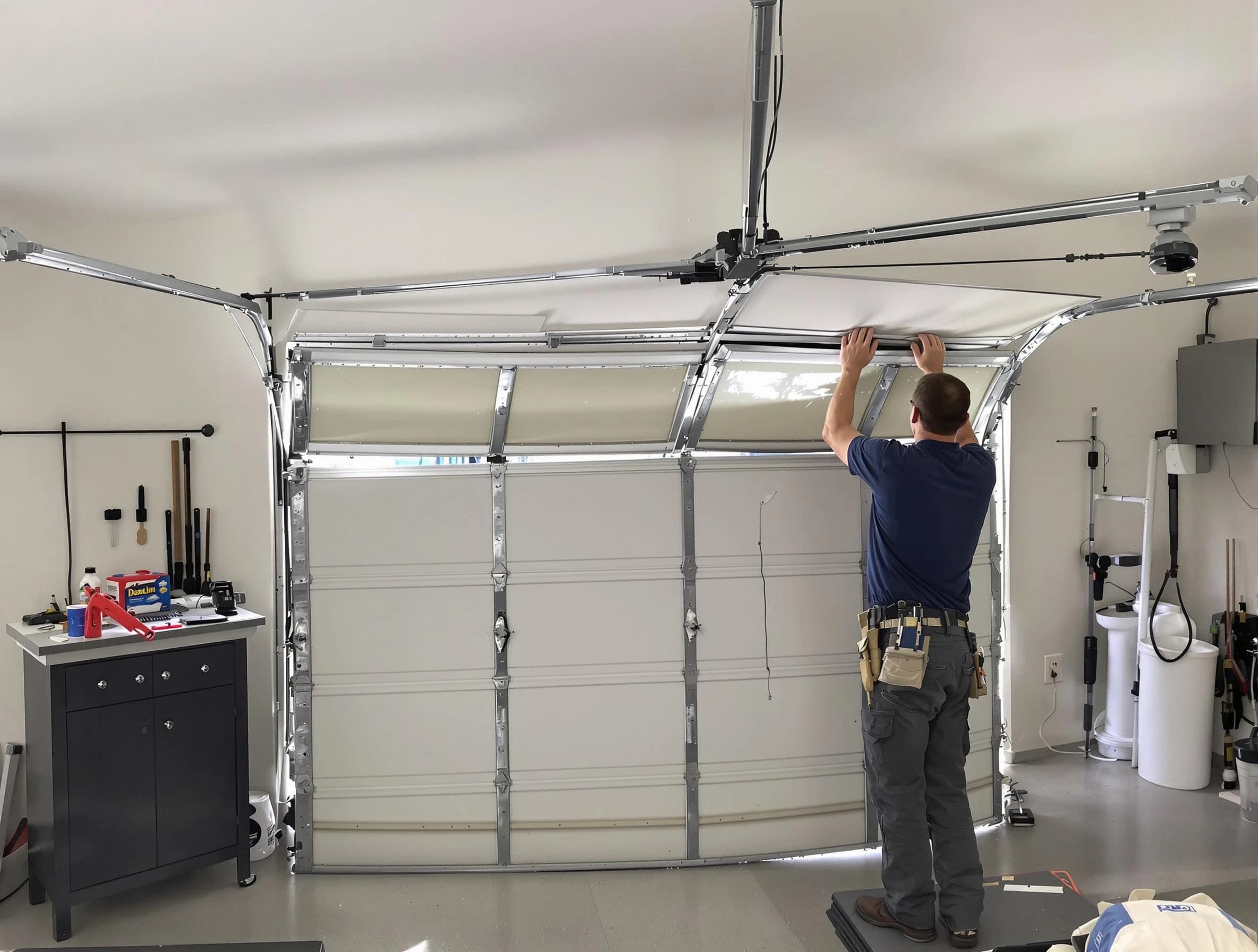 Albuquerque Garage Door Repair specialist performing precise section replacement on Albuquerque garage door