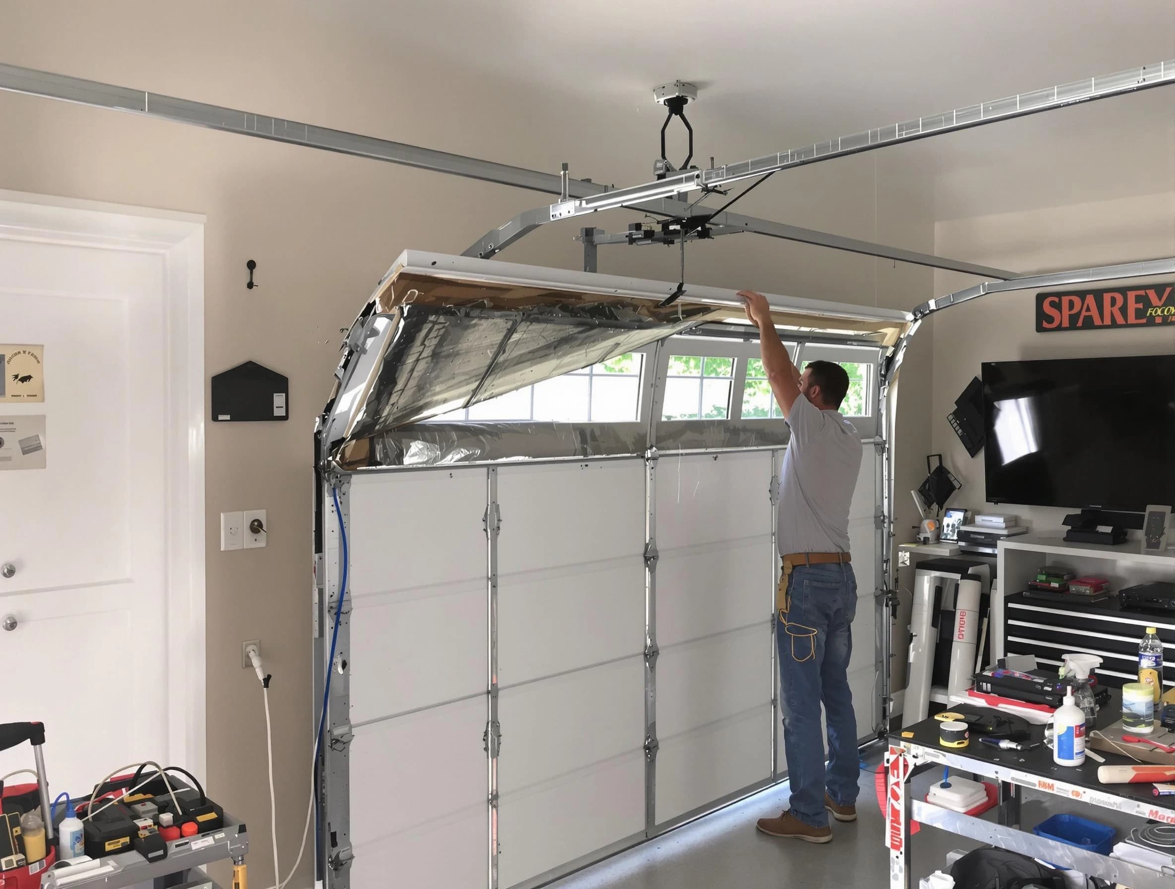 Garage door section replacement by Albuquerque Garage Door Repair in Albuquerque