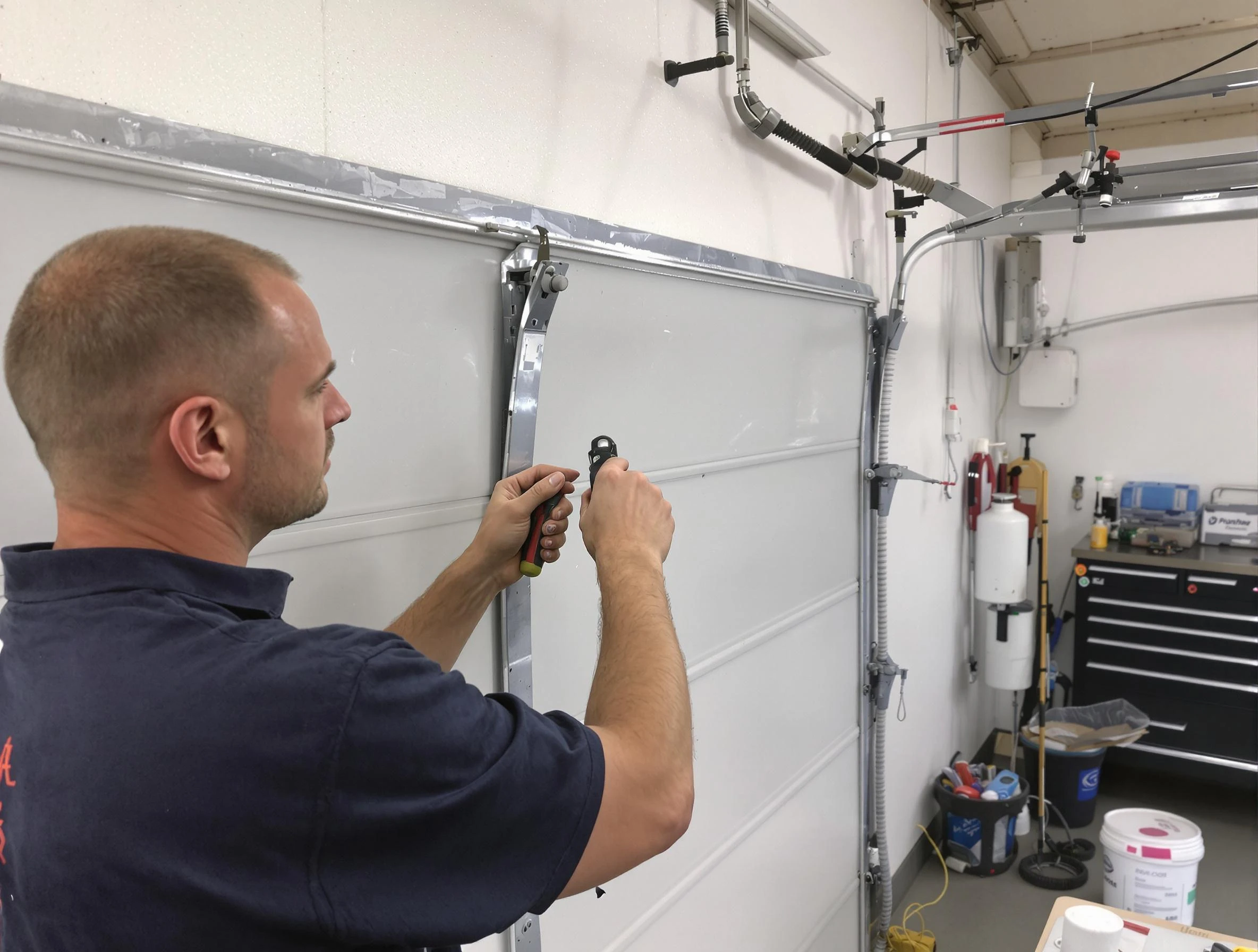 Before and after garage door dent repair by Albuquerque Garage Door Repair in Albuquerque